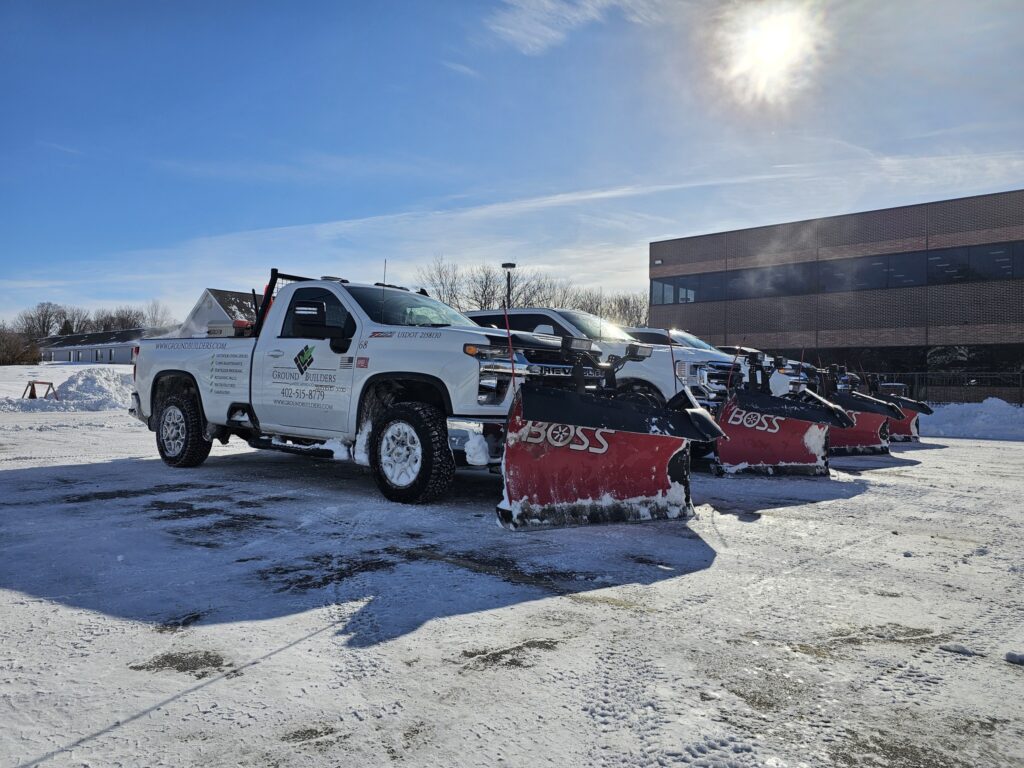 Commercial snow plowing services in Omaha by Ground Builders Landscaping